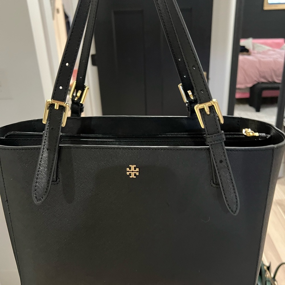 Tory Burch Black Leather Tote Bag